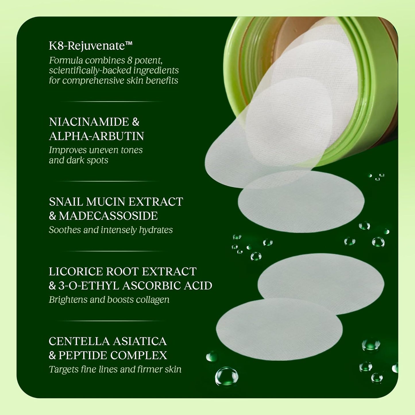 Wrinkle Minimizing Centella Asiatica Toner Pads - Anti-Wrinkle Cotton Facial Pads